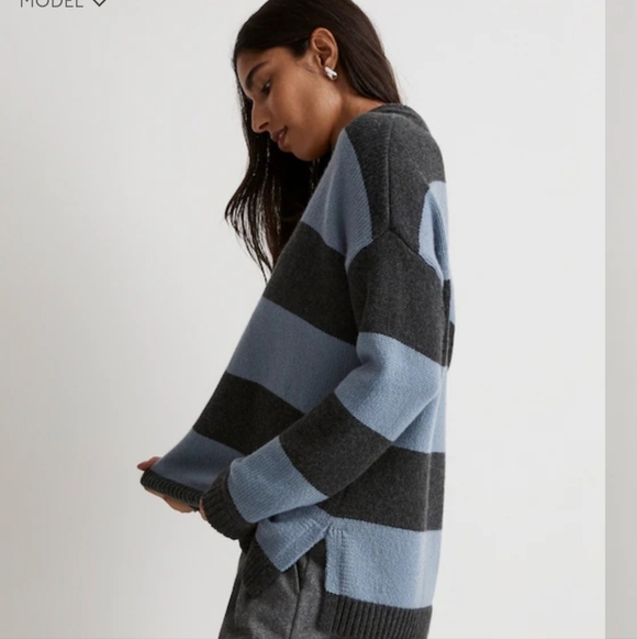 Madewell Sweaters - MADEWELL RUGBY UNISEX STRIPES POLO SWEATER EUC WOOL & ALPACA BLEND SIZE XL